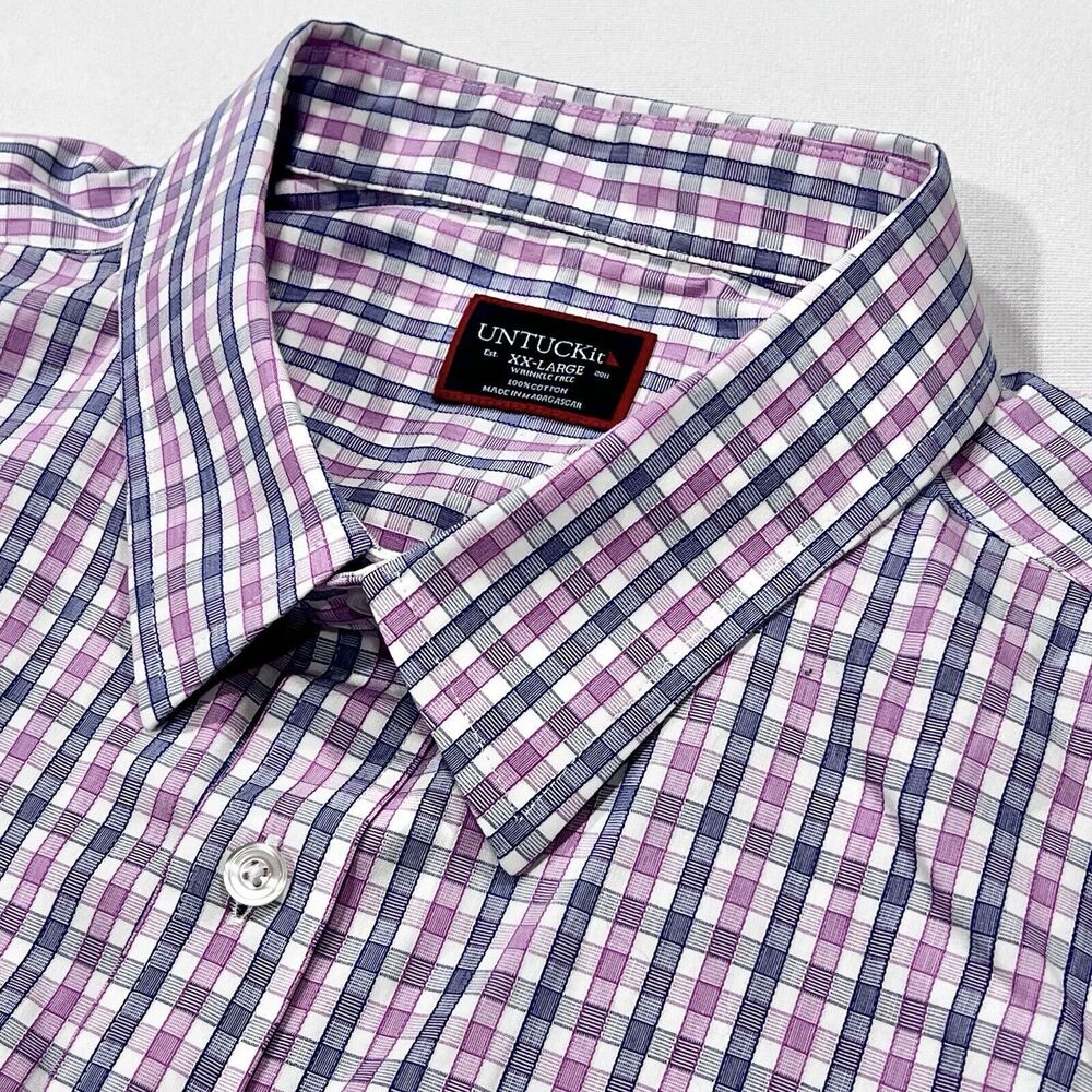 UNTUCKit Dolcetto WF Men‎ Pink Long Sleeve Button Down Wrinkle Free Shirt Sz 2XL